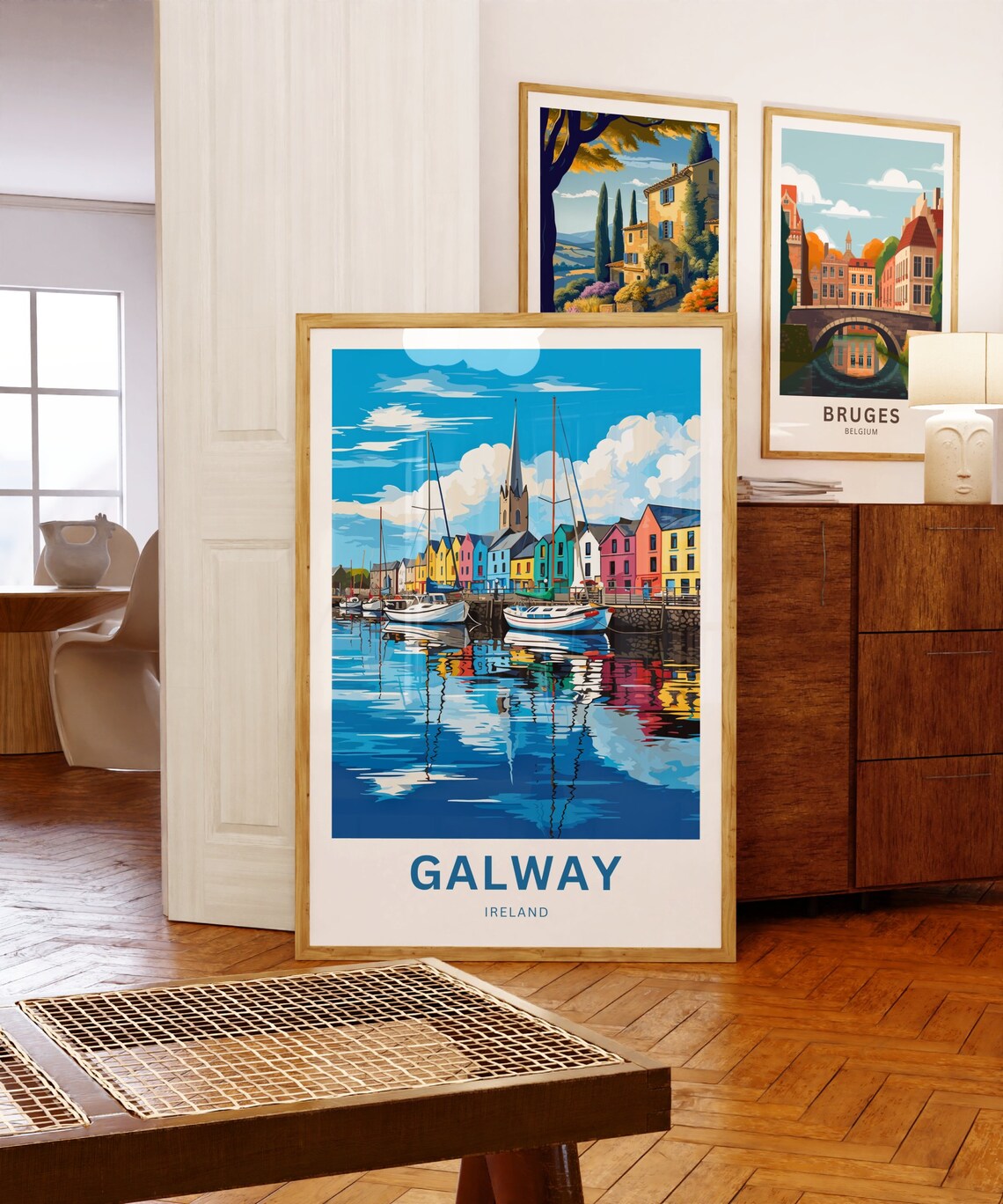 Galway Ireland Colorful Harbor Quay Sailboats Retro Travel Poster - Image 5