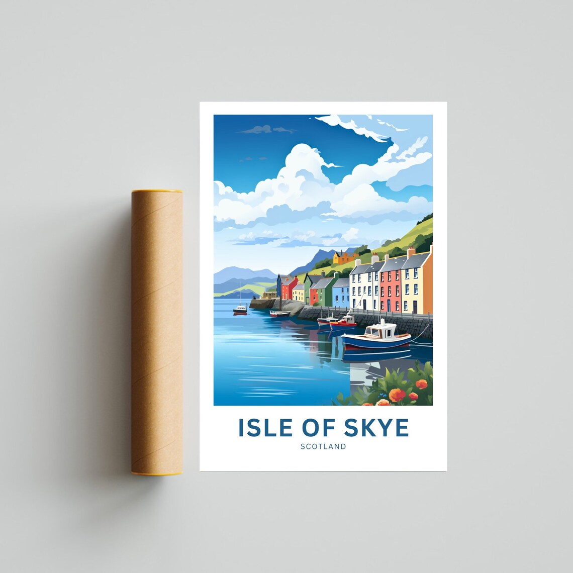 Isle of Skye Scotland Seaside Quay Houses Fishing Boats Poster - Image 4