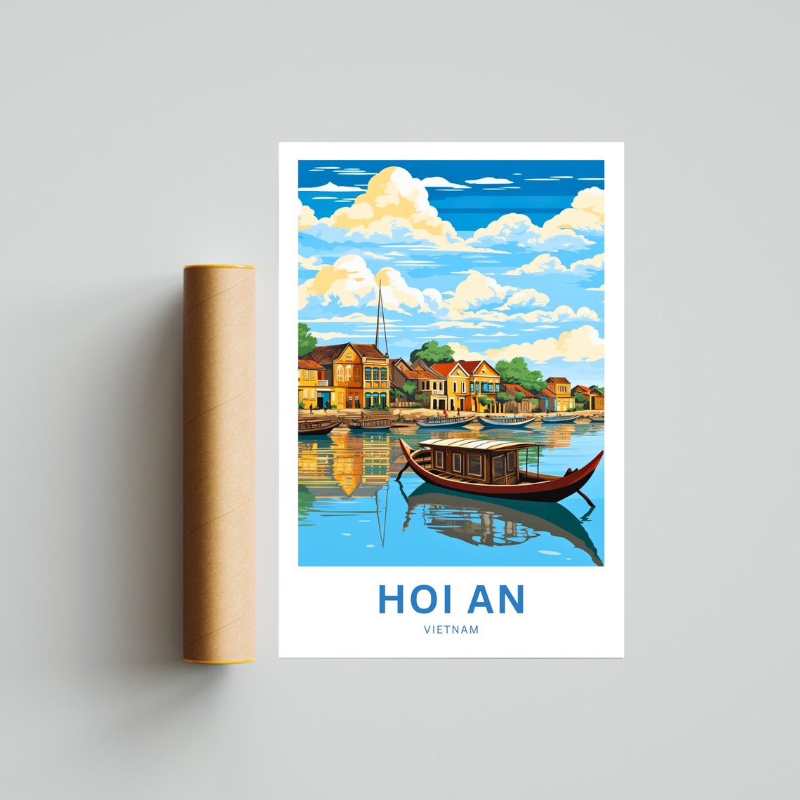 Hoi An Vietnam Covered Boat Old Town Personalized Travel Poster - Image 4