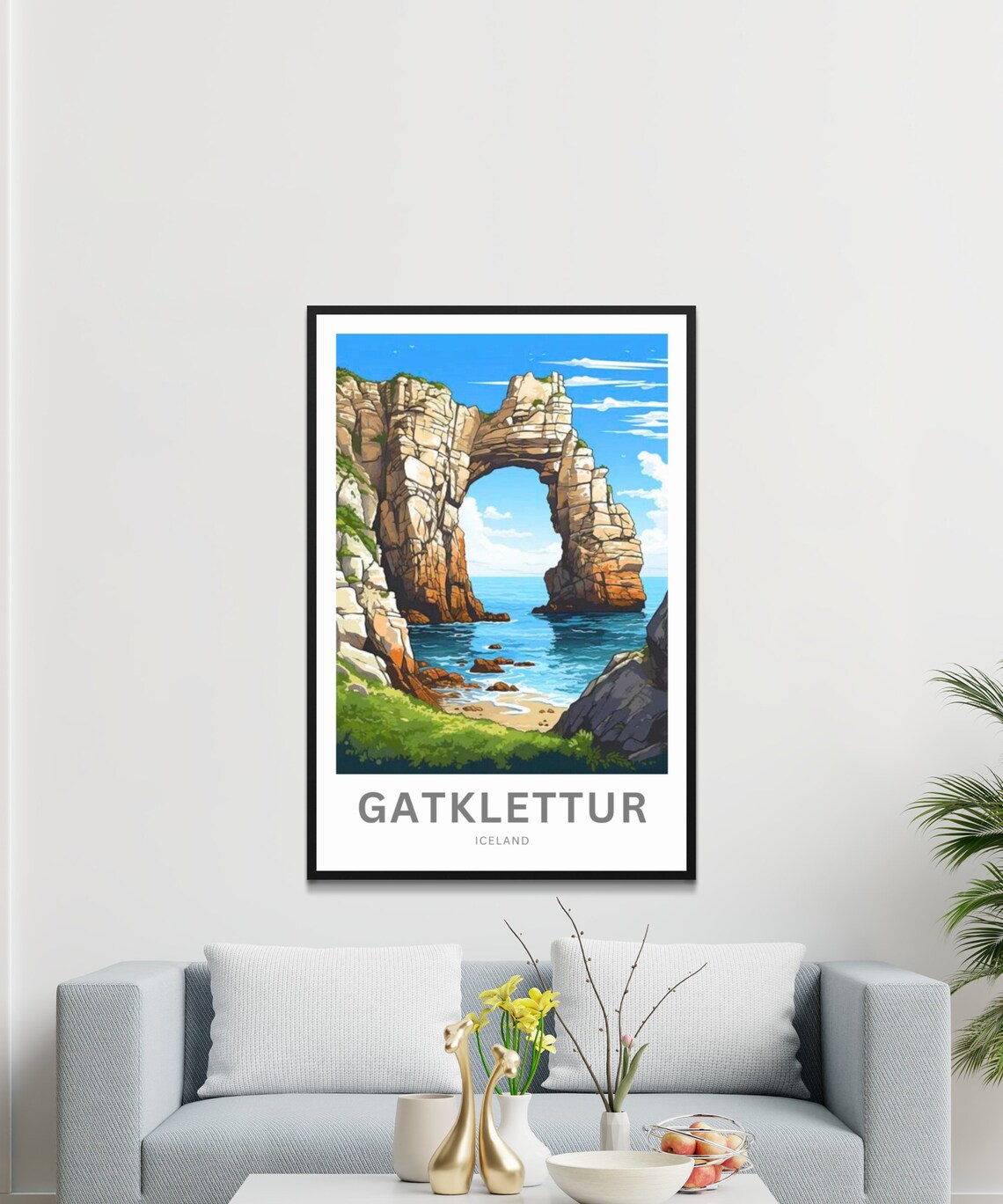 Gatklettur Iceland Sea Arch Rock Formation Coast Travel Poster - Image 3