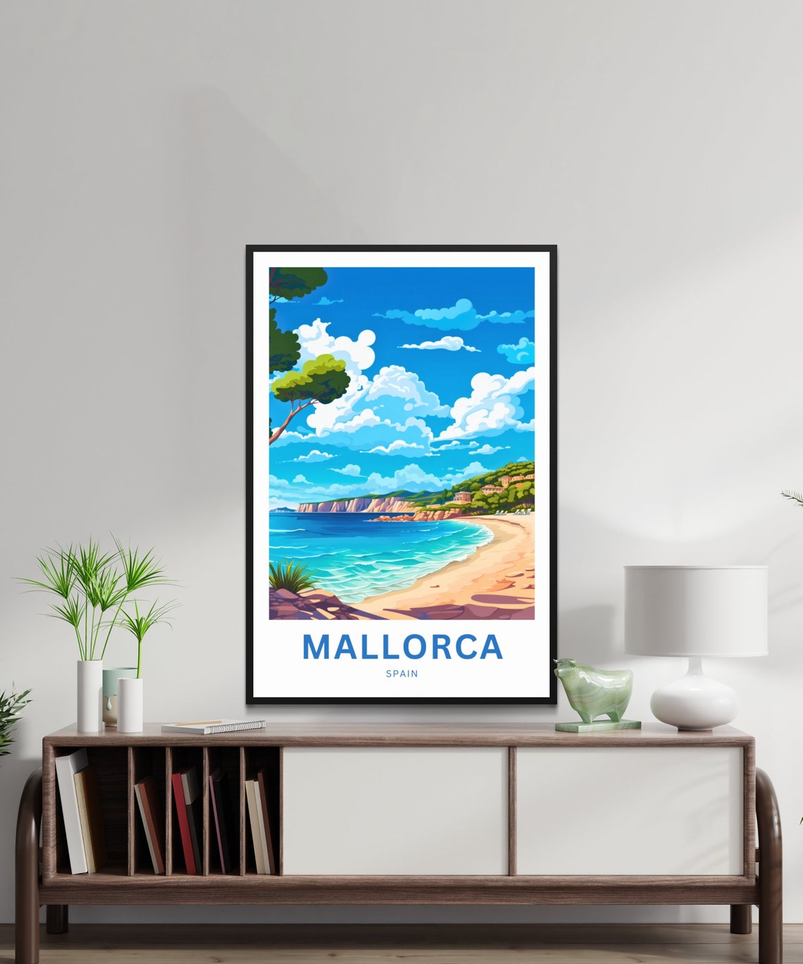 Mallorca Spain Beach Cliffs Golden Sand Custom Travel Poster - Image 2