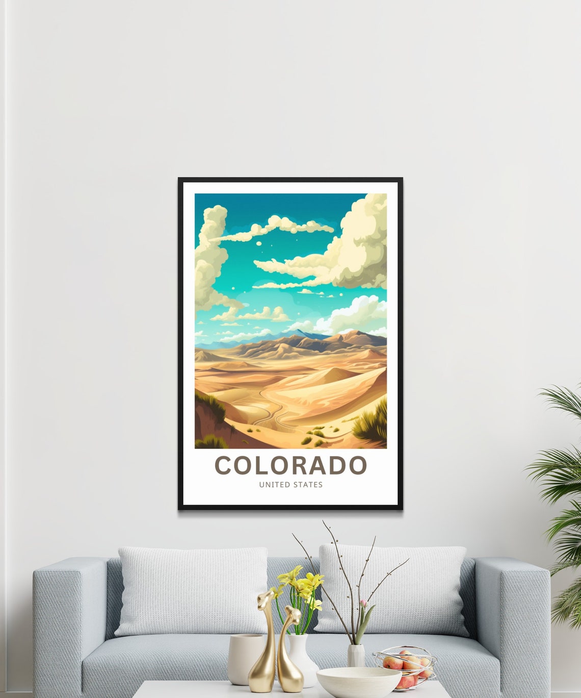 Colorado Golden Sand Dunes Desert Ripples Illustrated Travel Poster - Image 3
