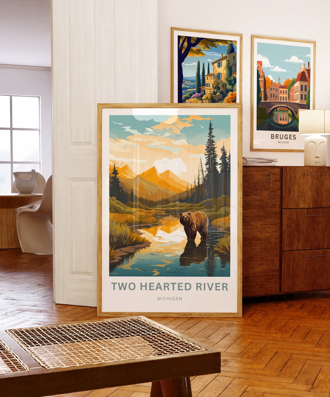Two Hearted River Michigan Bear Sunset Wilderness Art Poster - Image 5