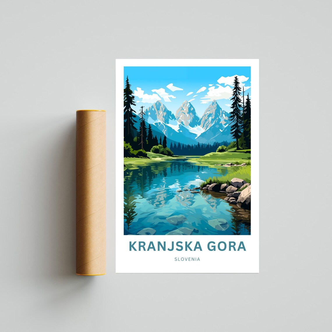 Kranjska Gora Slovenia Snowy Peaks Lake Reflection Travel Poster - Image 4