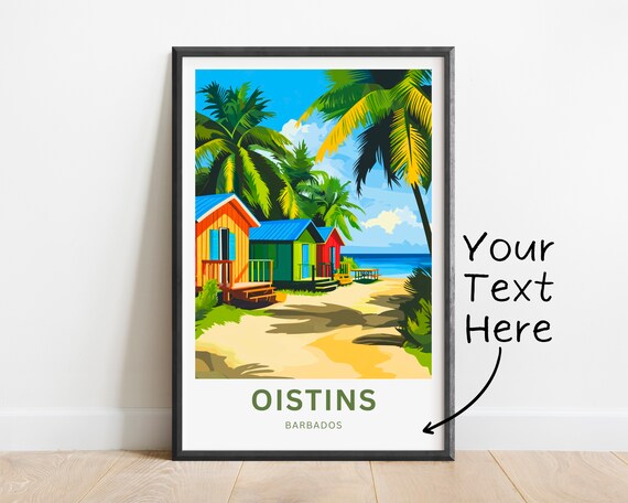 Personalized Oistins Barbados Coastal Custom Text Travel Poster