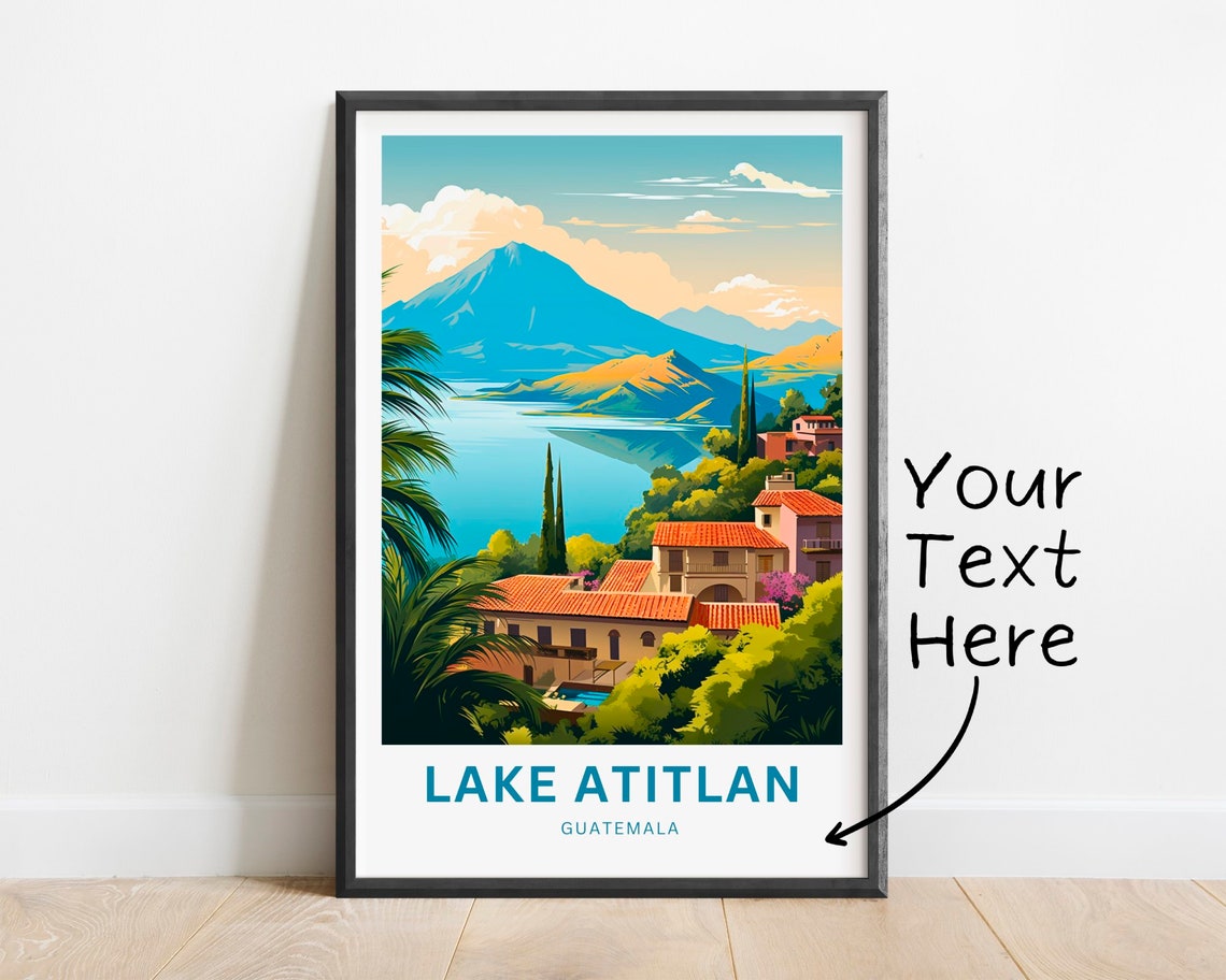 Personalized Lake Atitln Travel Print Lake Atitln Poster Guatemala Wall Art Framed Present Gift Mexico Present