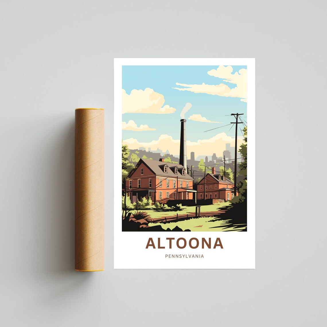 Altoona Pennsylvania Historic Brick Industrial Town Travel Poster - Image 4