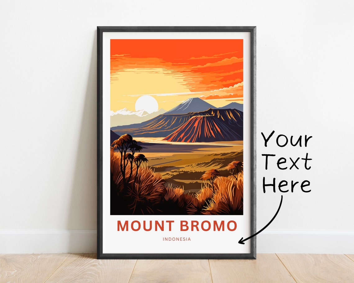 Personalized Mount Bromo Indonesia Sunset Caldera Custom Text Poster
