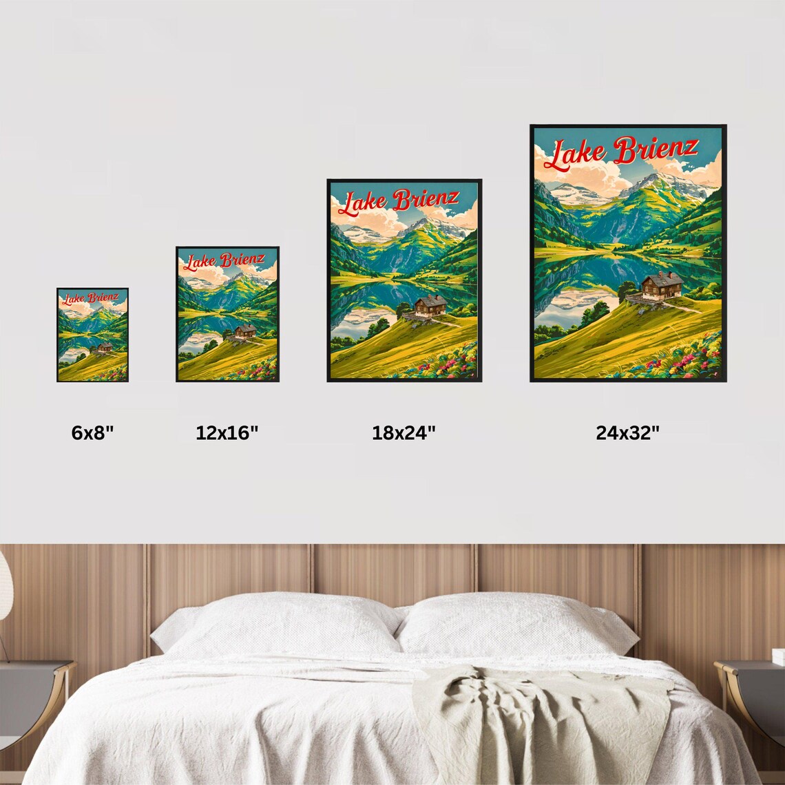 Lake Brienz Hilltop Chalet Mirror Lake Vintage Travel Poster - Image 4