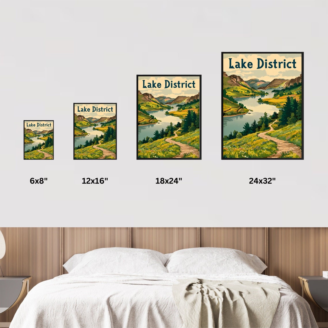 Lake District Vintage Poster Winding Lake Between Green Fells - Image 3