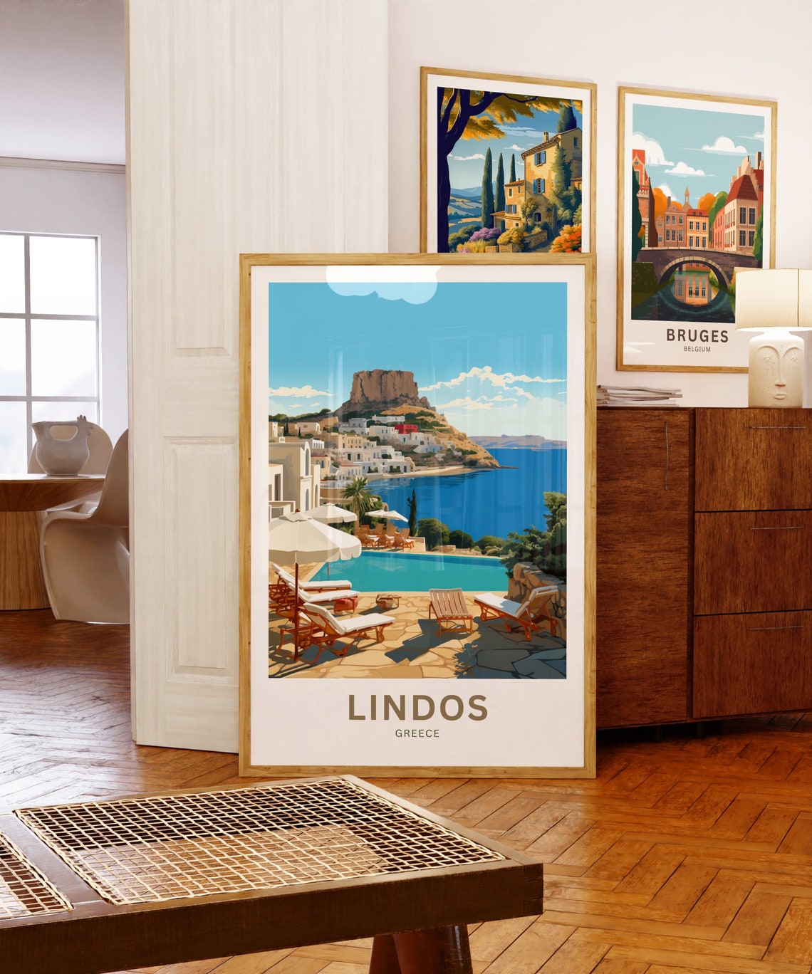 Personalized Lindos Greece Poolside Resort Custom Travel Poster - Image 5