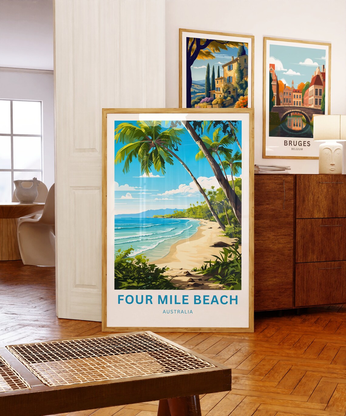 Four Mile Beach Australia Turquoise Water Palms Vintage Travel Poster - Image 5