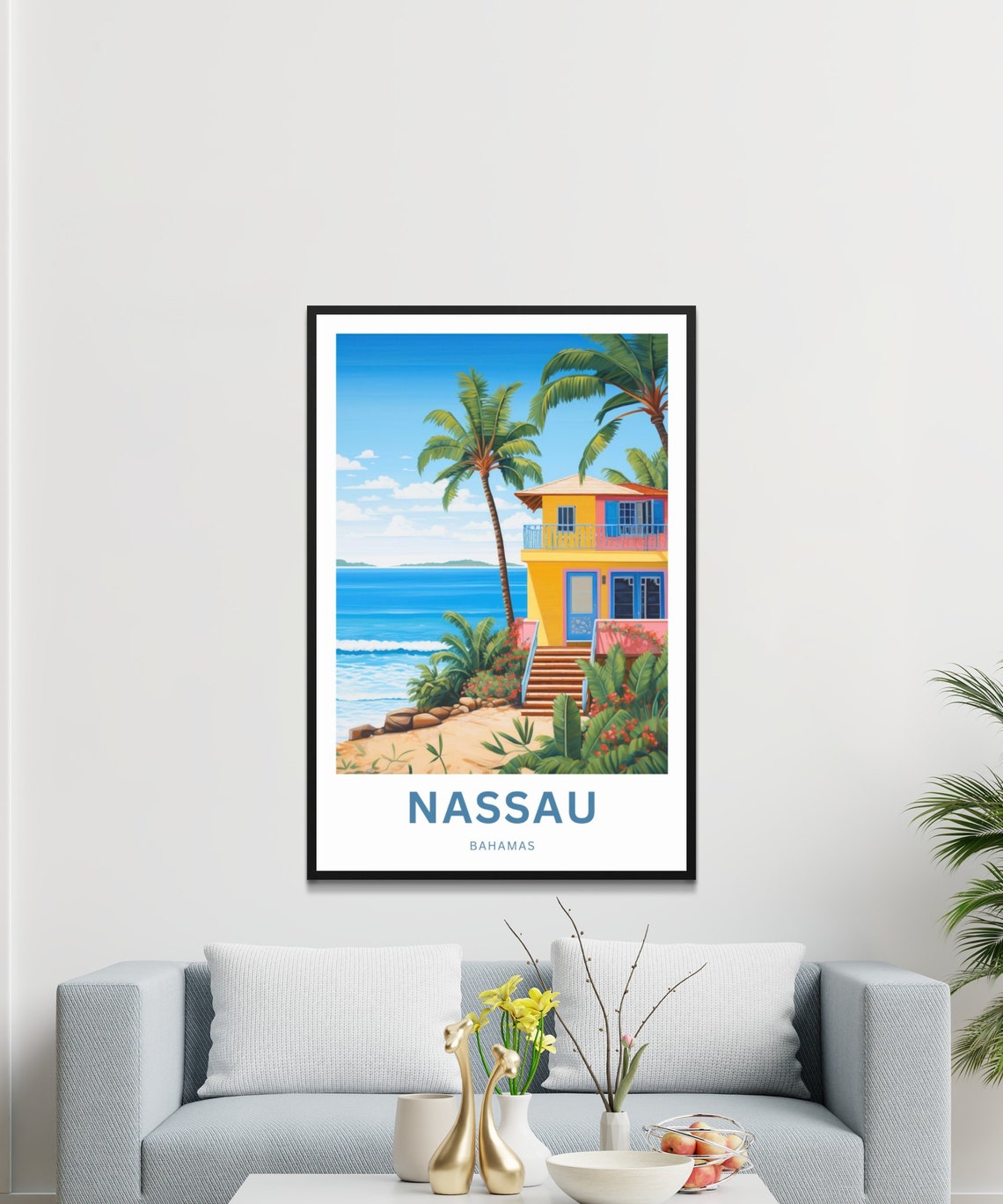Nassau Travel Print Nassau Poster Bahamas Wall Art Framed Present Gift Bahamas Present - Image 3