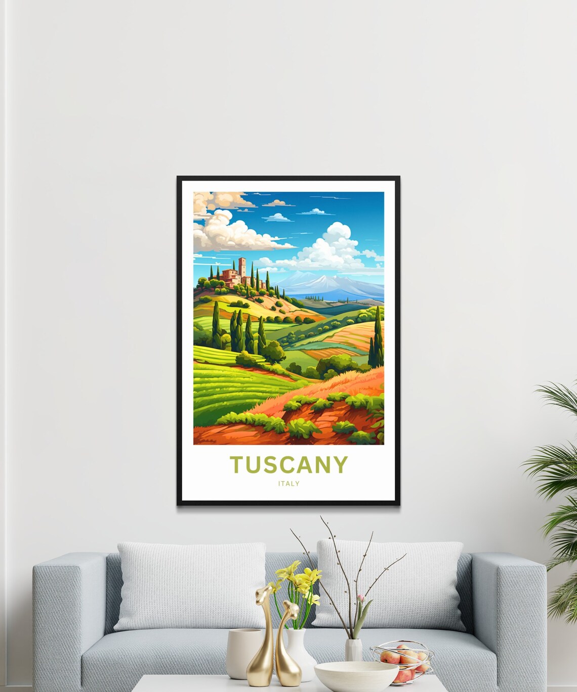 Personalized Tuscany Italy Hilltop Town Cypress Fields Travel Poster - Image 3