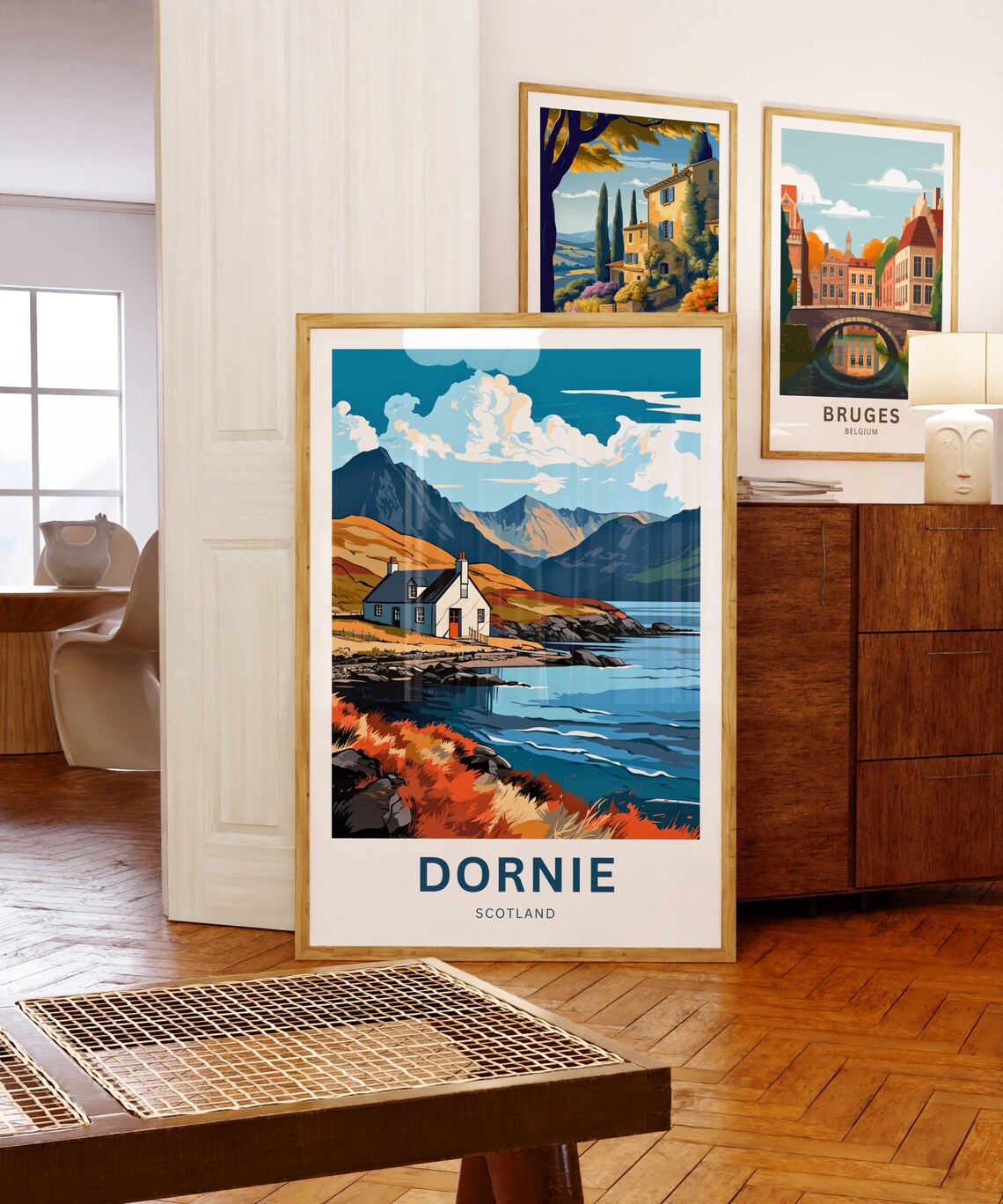 Personalized Dornie Scotland Cottage by the Loch Mountains Poster - Image 5