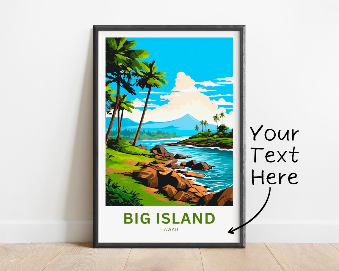 Personalized Big Island Hawaii Rocky Coast Custom Travel Poster