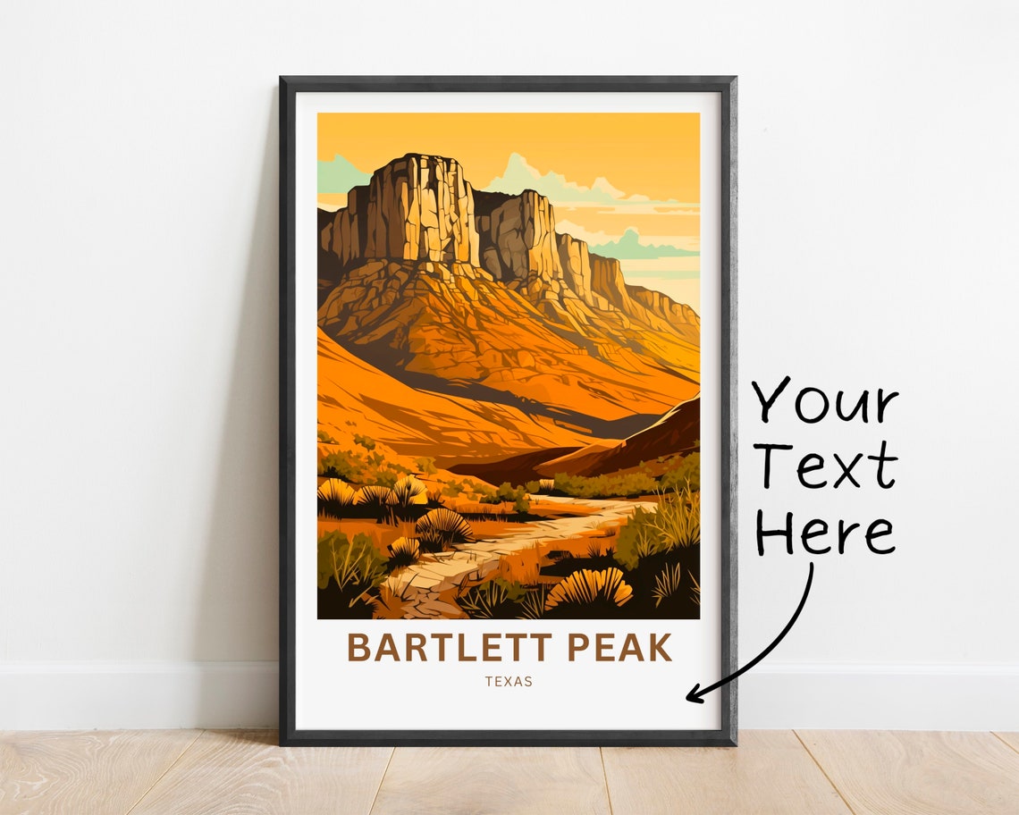 Personalized Bartlett Peak Texas Sunset Custom Travel Poster