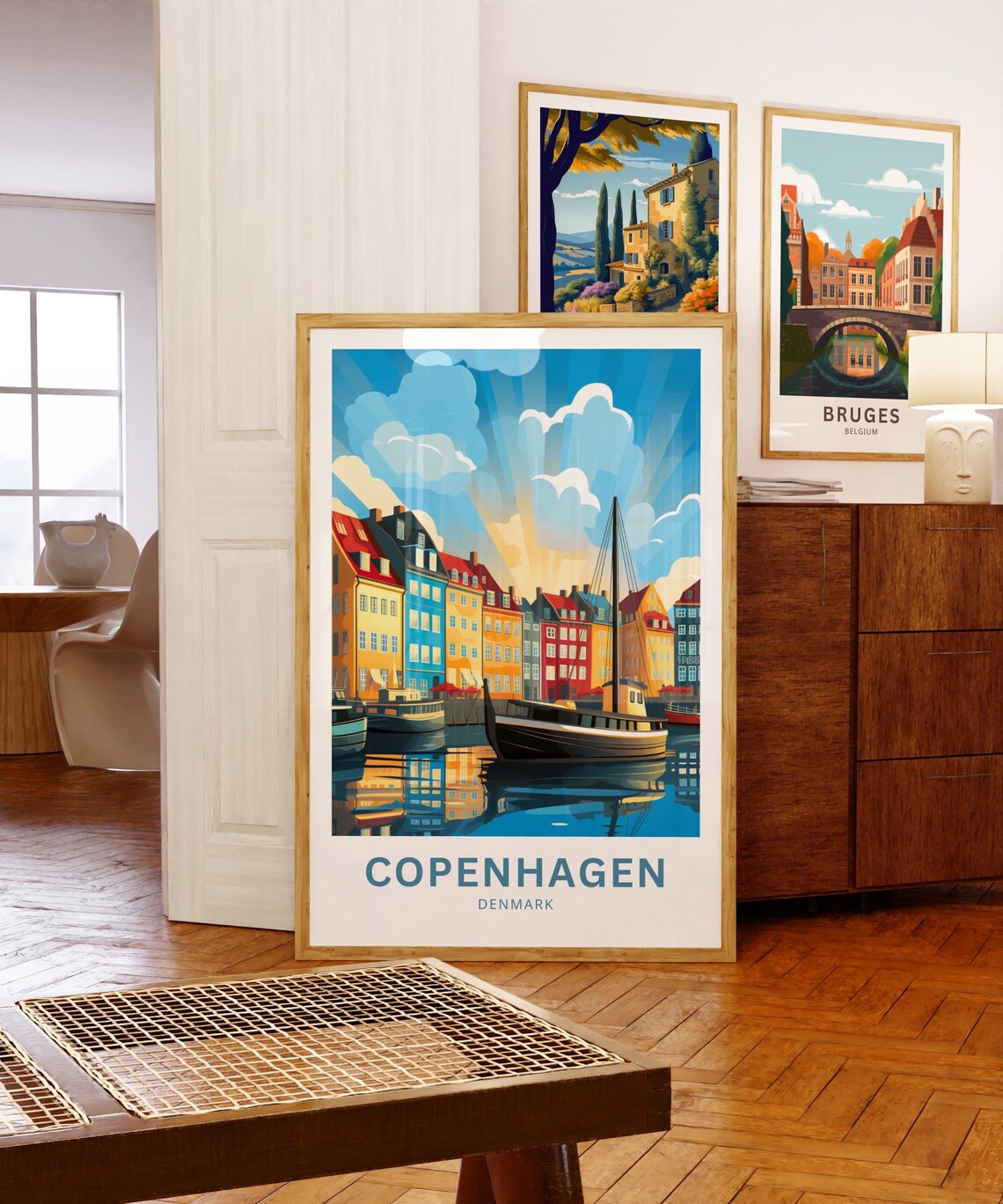 Copenhagen Denmark Nyhavn Harbor Sunshine Waterfront Travel Poster - Image 5