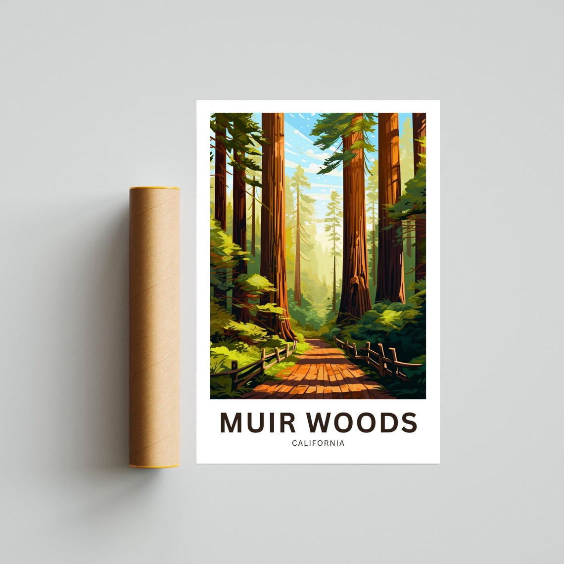 Muir Woods California Travel Poster, Redwood Park - Image 4