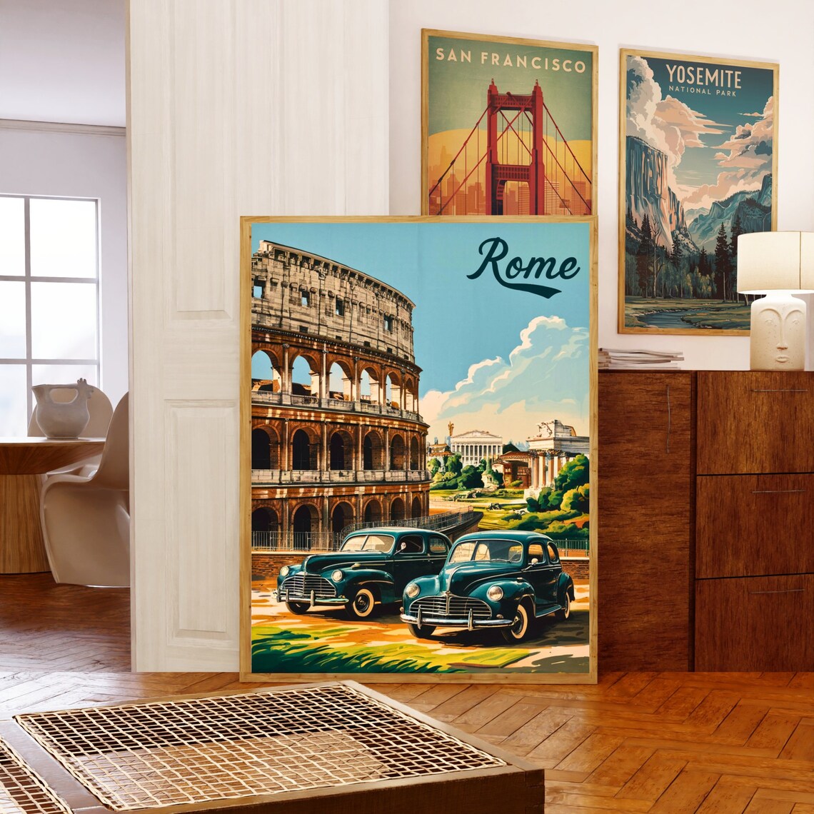 Rome Italy Colosseum Vintage Cars Retro Landmark Travel Poster - Image 5