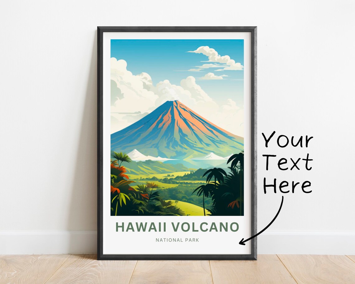 Personalized Hawaii Volcano National Park Illustrated Travel Poster