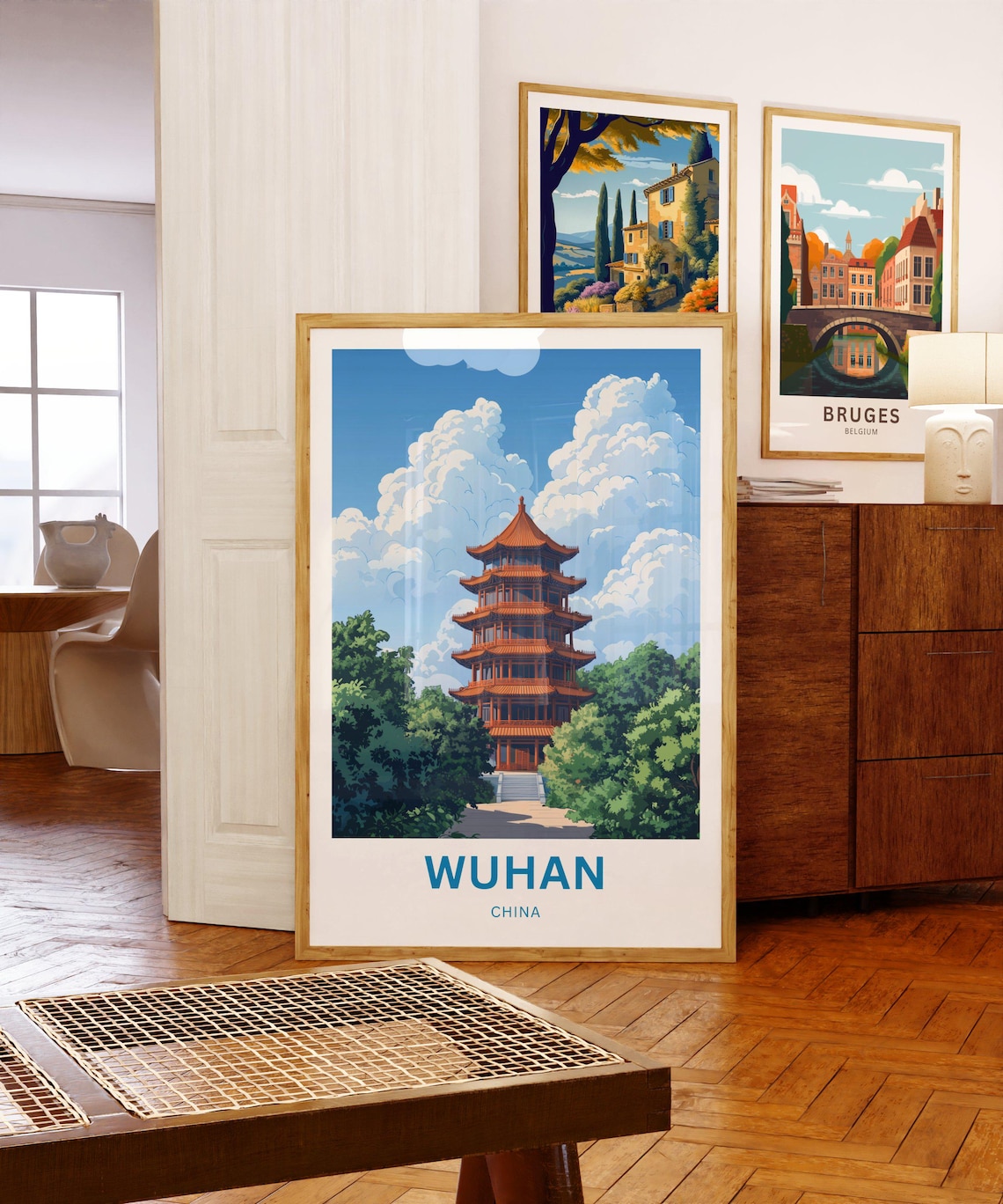 Wuhan China Vintage Red Pagoda Tower Gardens Landmark Poster - Image 5