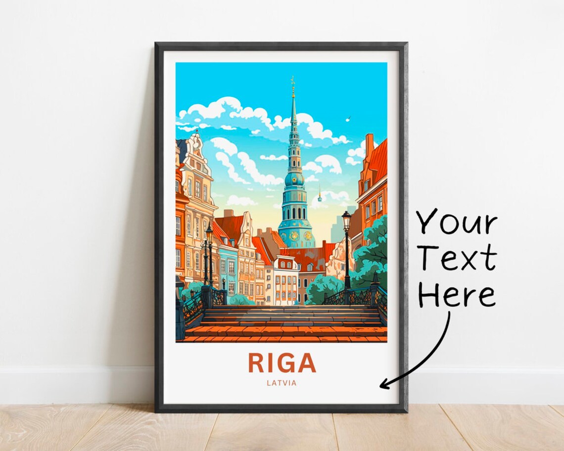 Riga Latvia Saint Peters Tower Old Town Personalized Travel Poster