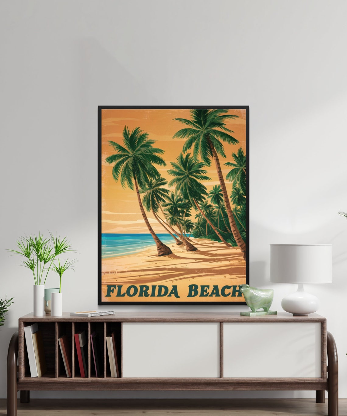 Florida Beach Palm Grove Sunny Day Retro Bold Vintage Travel Poster - Image 2