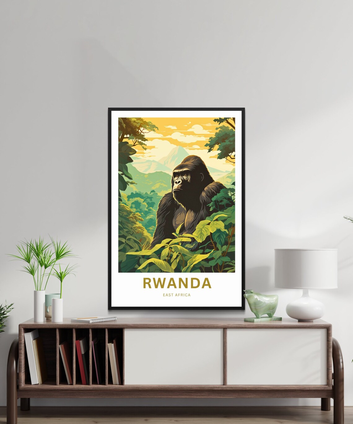Rwanda Mountain Gorilla Personalized East Africa Travel Poster - Image 2