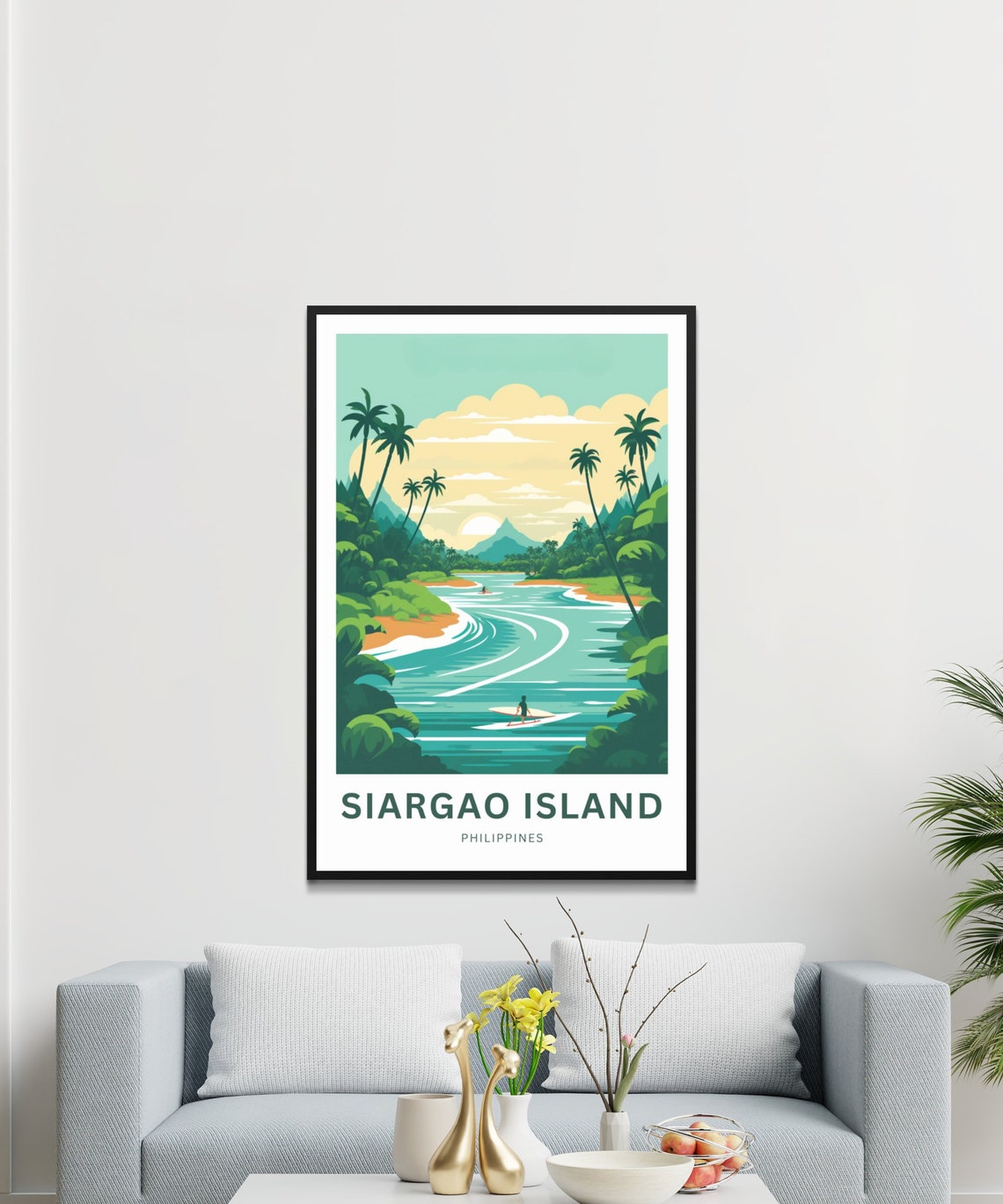 Siargao Island Philippines Personalized Surf Beach Palms Travel Poster - Image 3