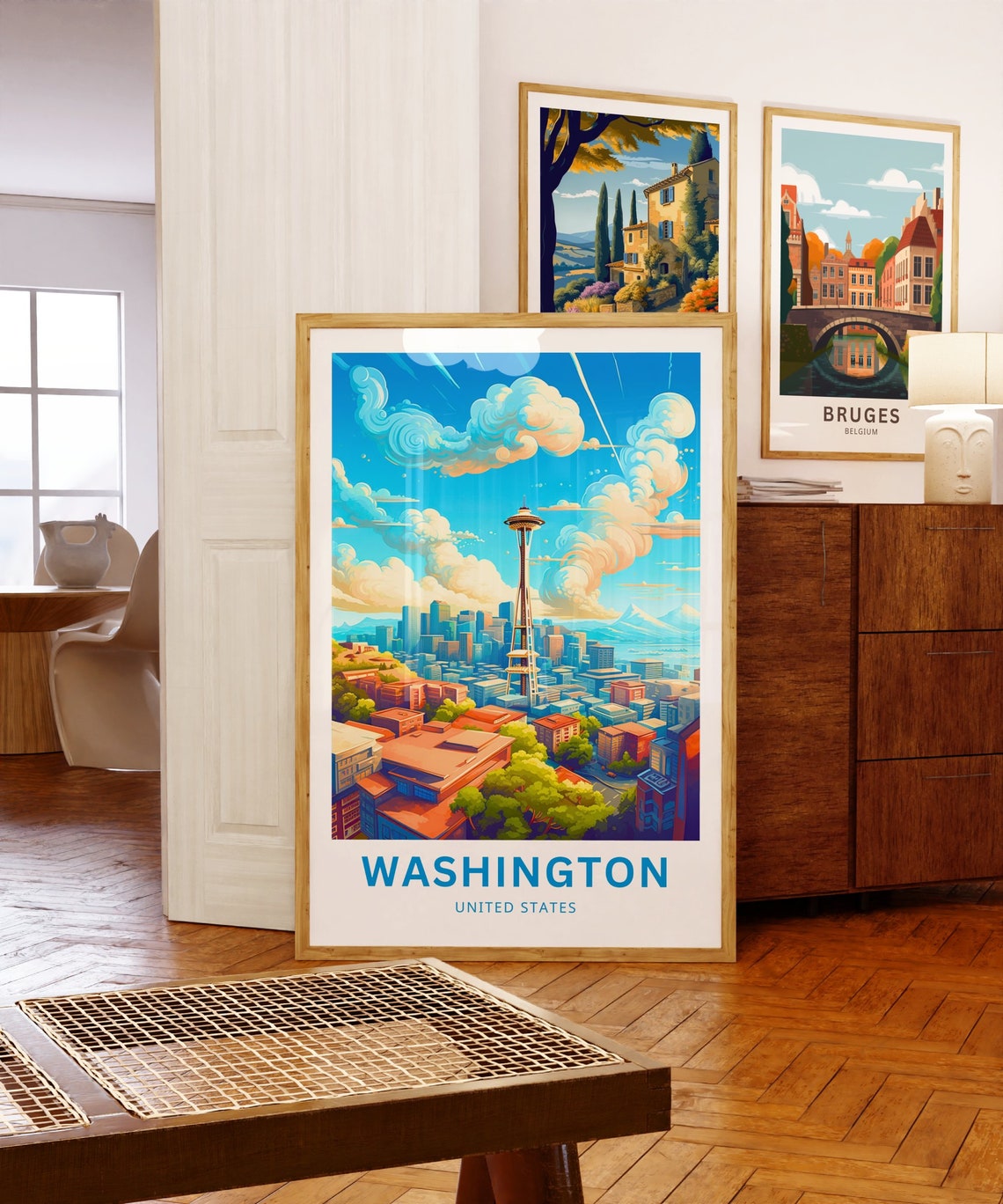 Washington Seattle Space Needle Skyline Cityscape Travel Poster - Image 5