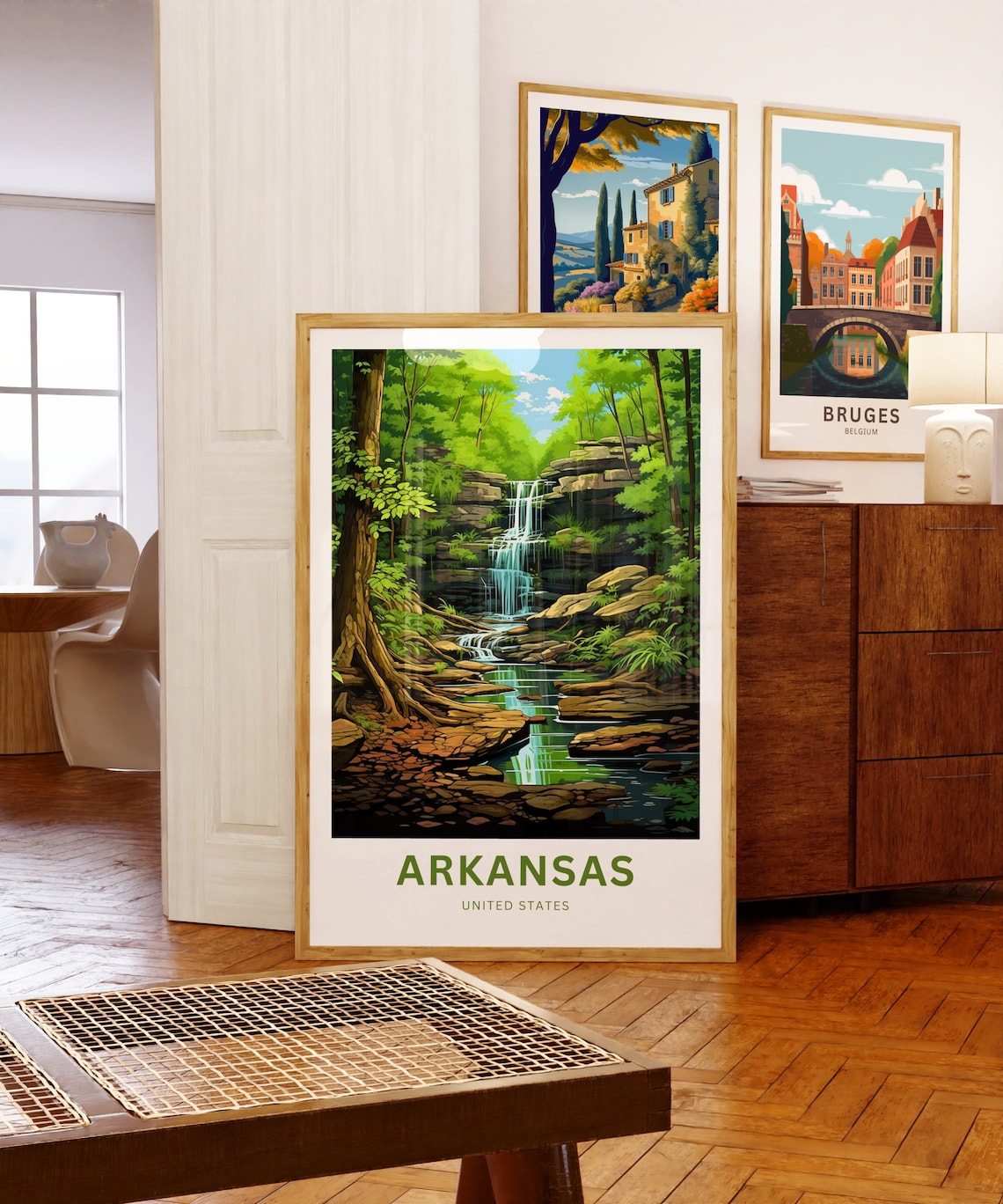 Arkansas Forest Waterfall Mossy Rocks Green Nature Travel Poster - Image 5