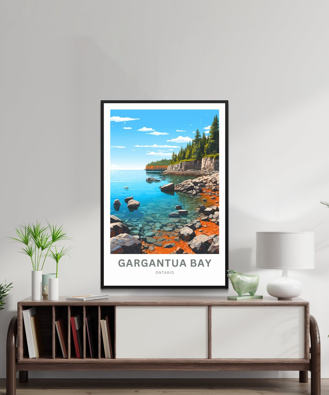 Gargantua Bay Ontario Turquoise Cove Boulders Cliffside Travel Poster - Image 2