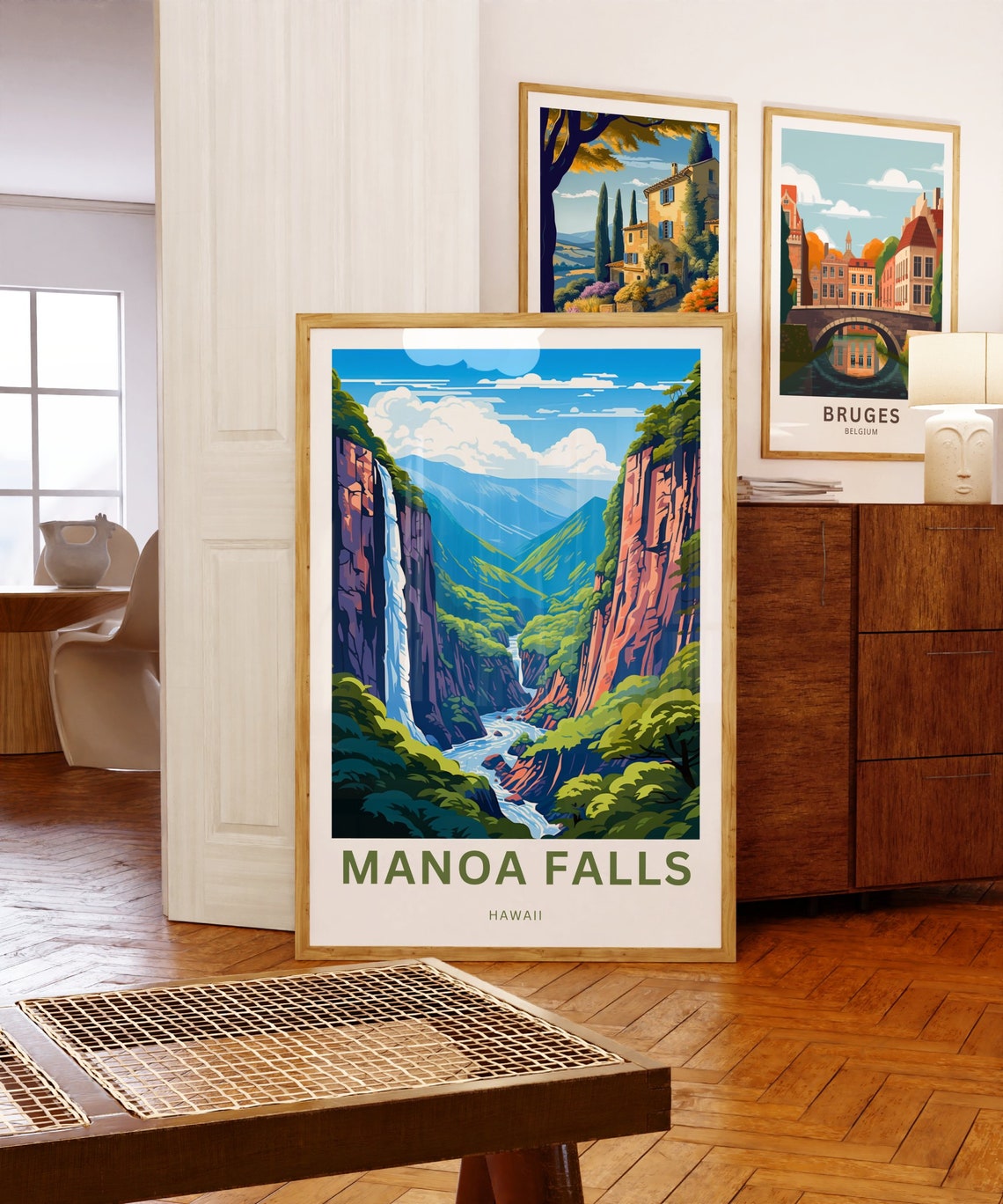 Manoa Falls Hawaii Travel Poster Jungle Waterfall Valley Art - Image 5