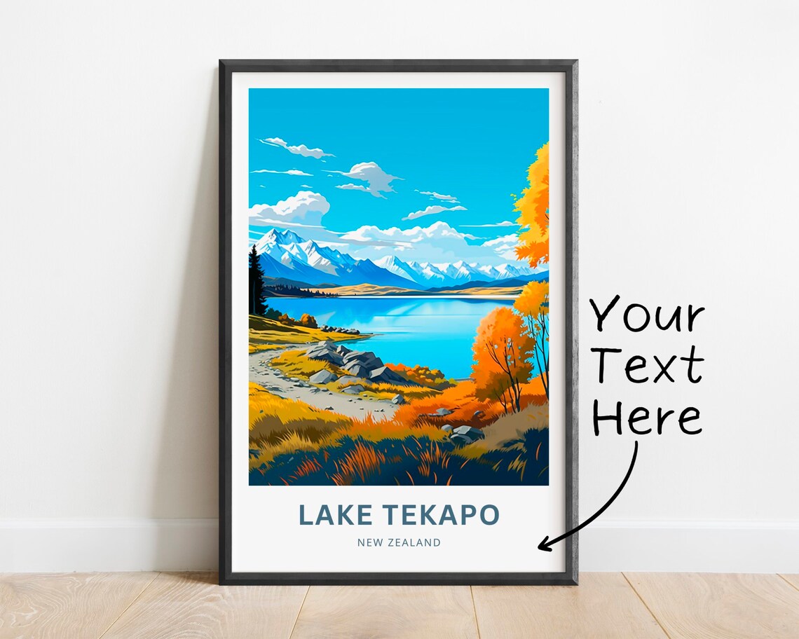 Lake Tekapo New Zealand Autumn Lakeside Personalized Travel Poster