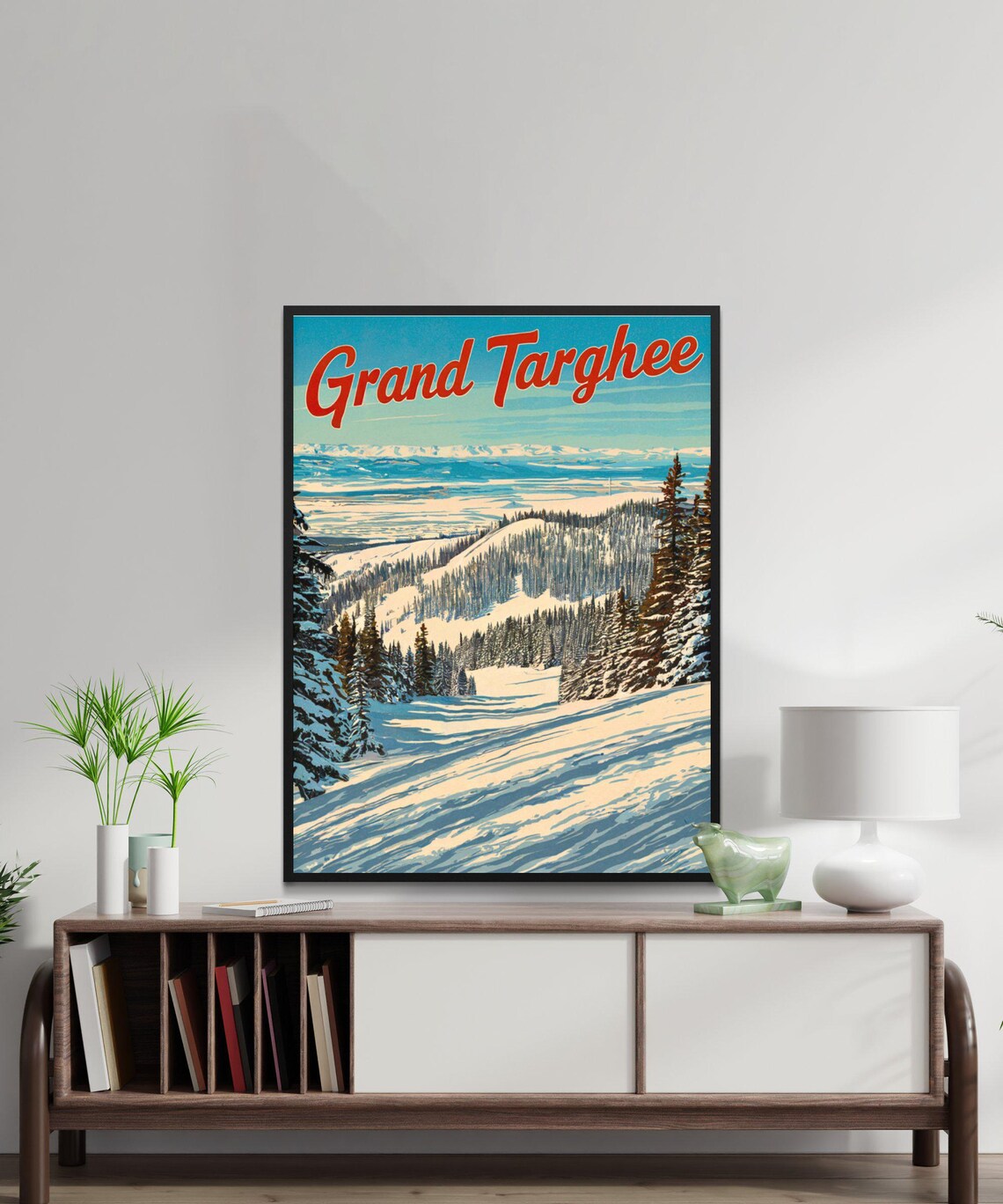 Grand Targhee Wyoming Snowy Ski Slopes Pine Forest Vintage Poster - Image 4