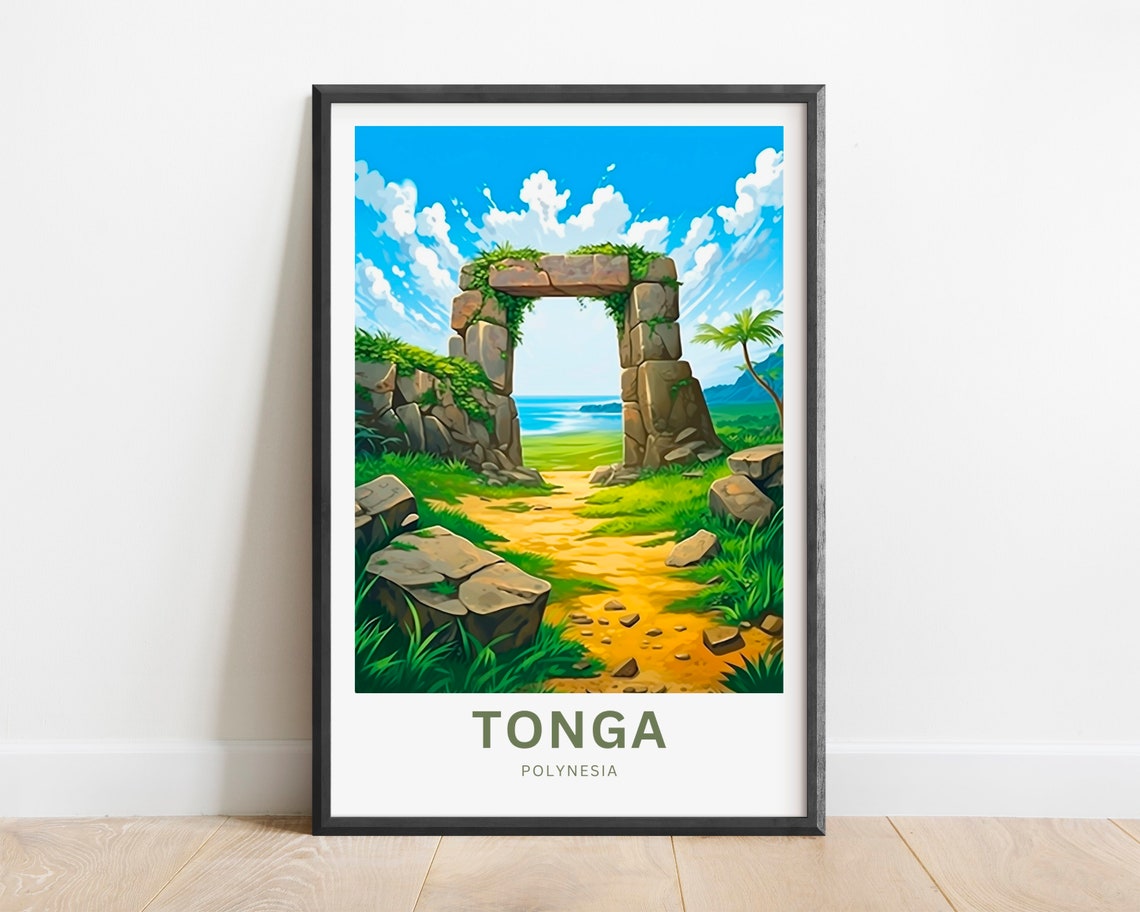 Tonga Polynesia Tropical Ancient Stone Arch Ocean View Poster