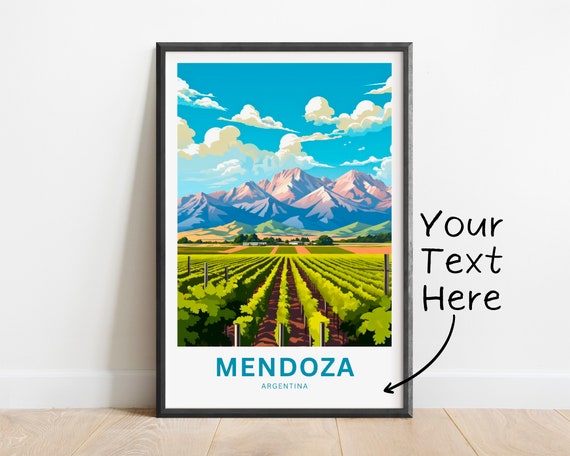 Personalized Mendoza Travel Print Mendoza Poster Argentina Wall Art Framed Present Gift Argentina Present