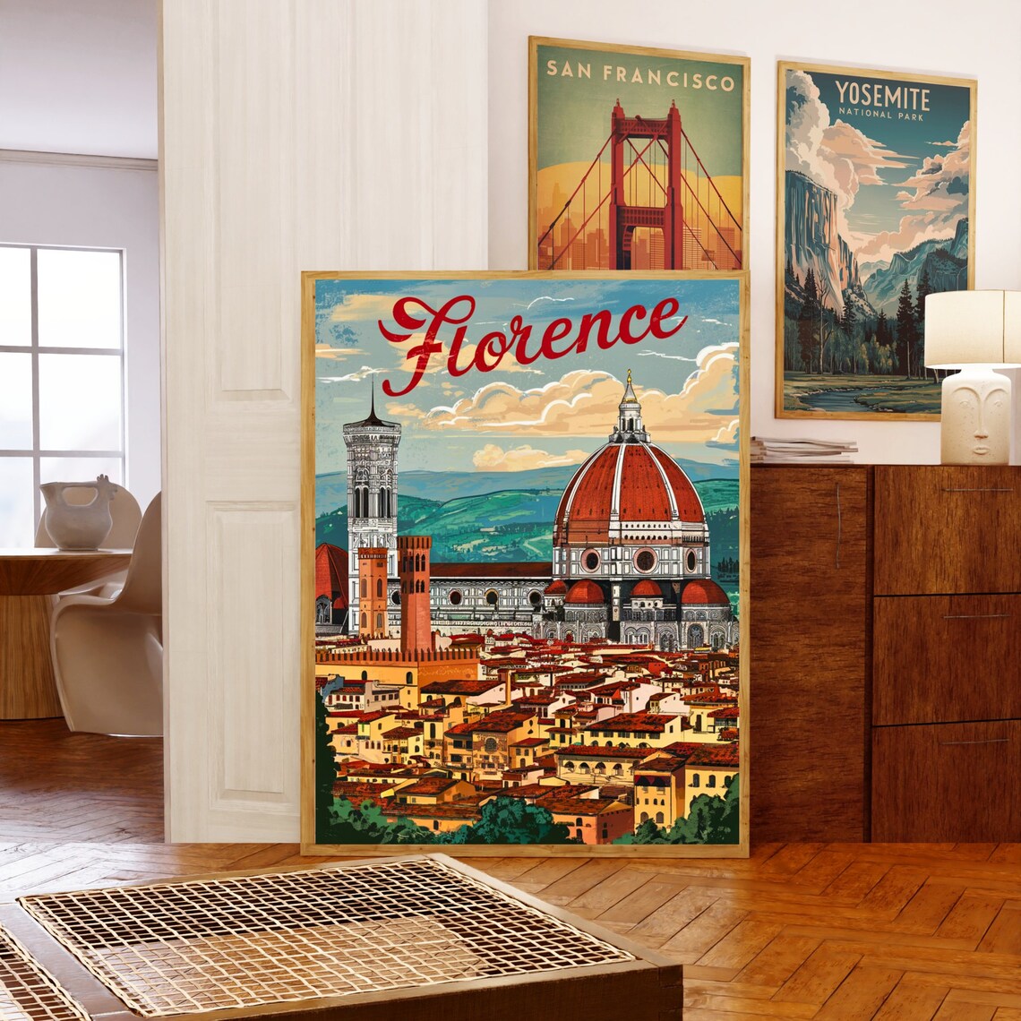 Florence Italy Red Dome Cathedral Rooftops Vintage Travel Poster - Image 5