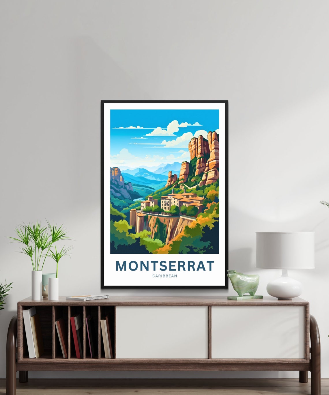 Montserrat Travel Print Montserrat Poster Caribbean Wall Art Framed Present Gift United Kingdom Present - Image 2