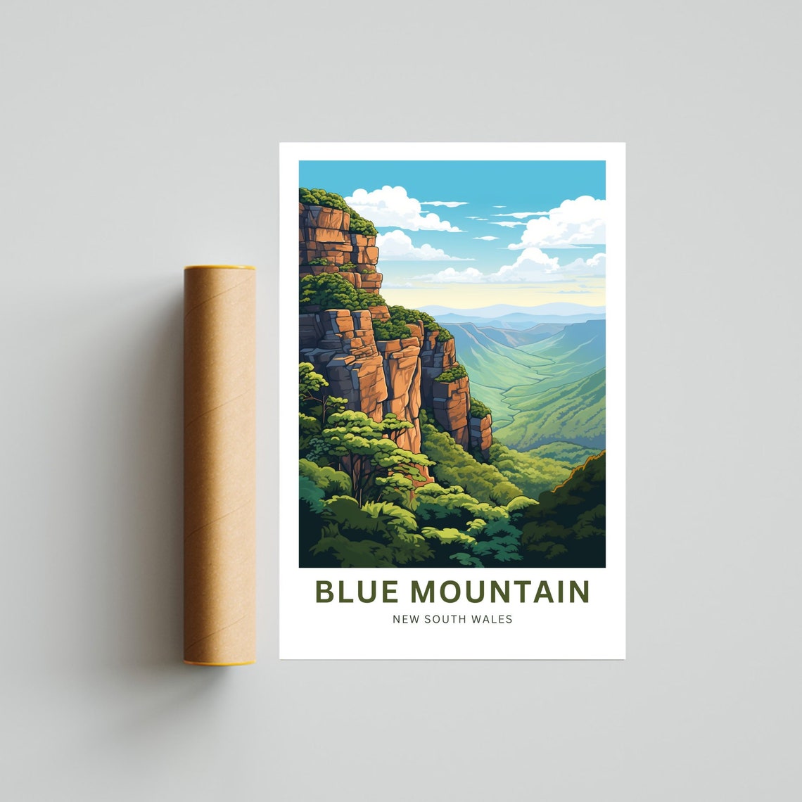 Blue Mountain New South Wales Orange Cliffs Green Vale Poster - Image 4