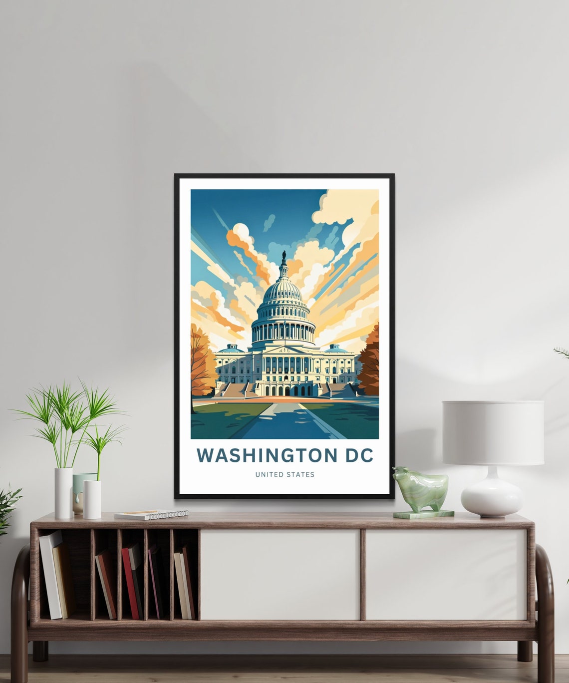 Personalized Washington DC Capitol Dome Clouds Classic Travel Poster - Image 2