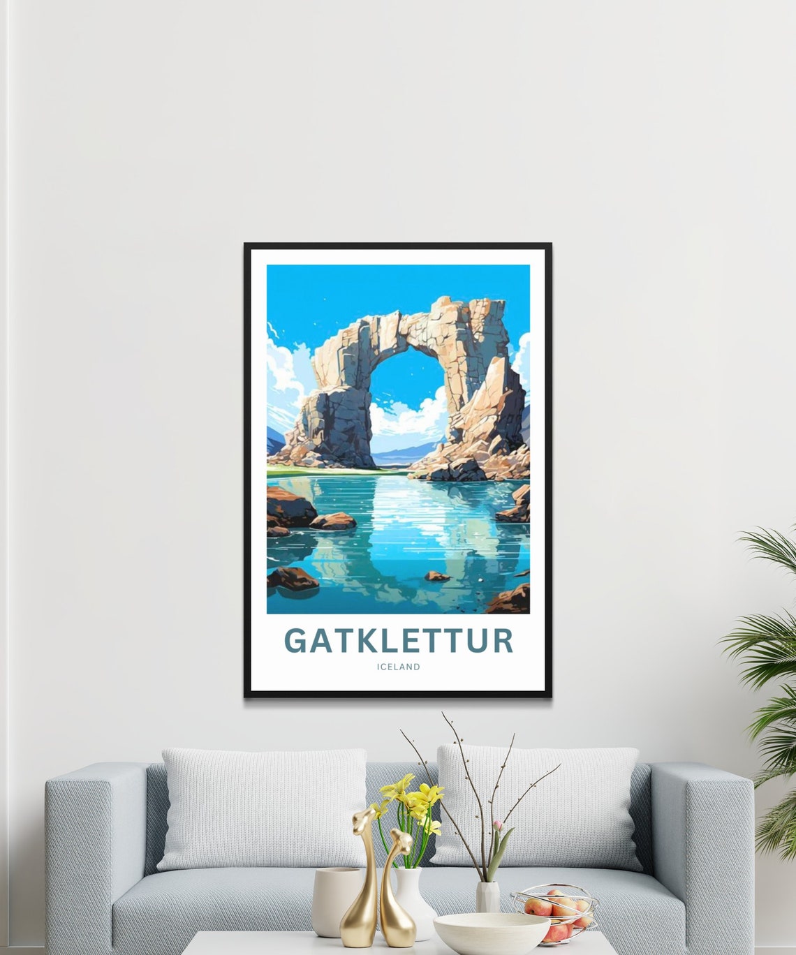 Personalized Gatklettur Iceland Poster with Coastal Rock Arch Art - Image 3