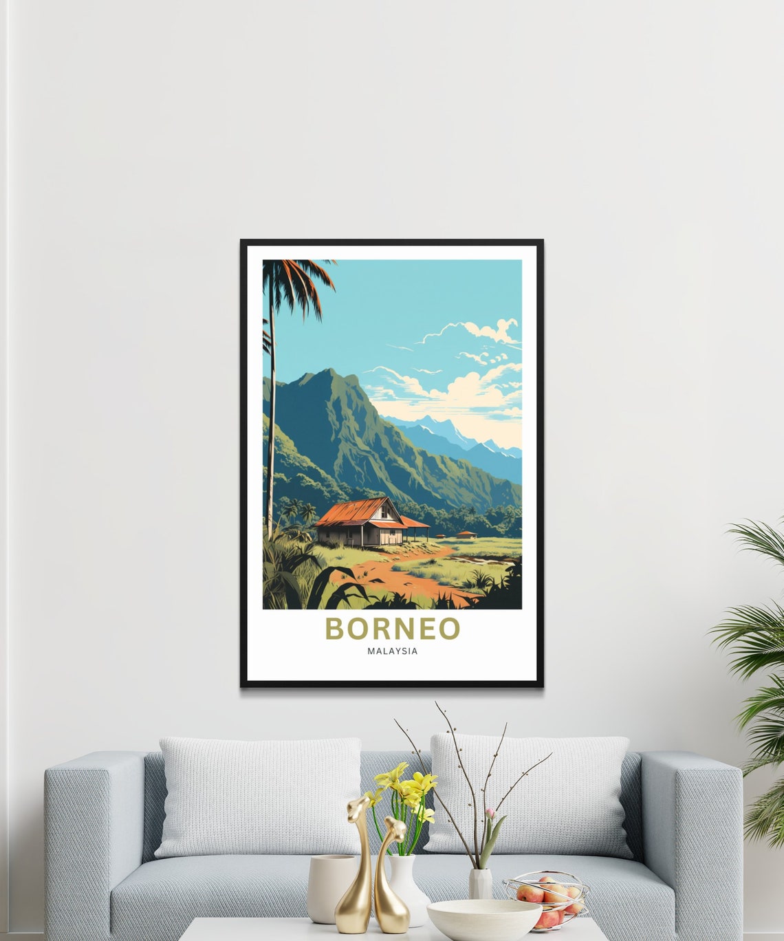 Borneo Malaysia Jungle Cabin Personalized Travel Wall Poster - Image 4