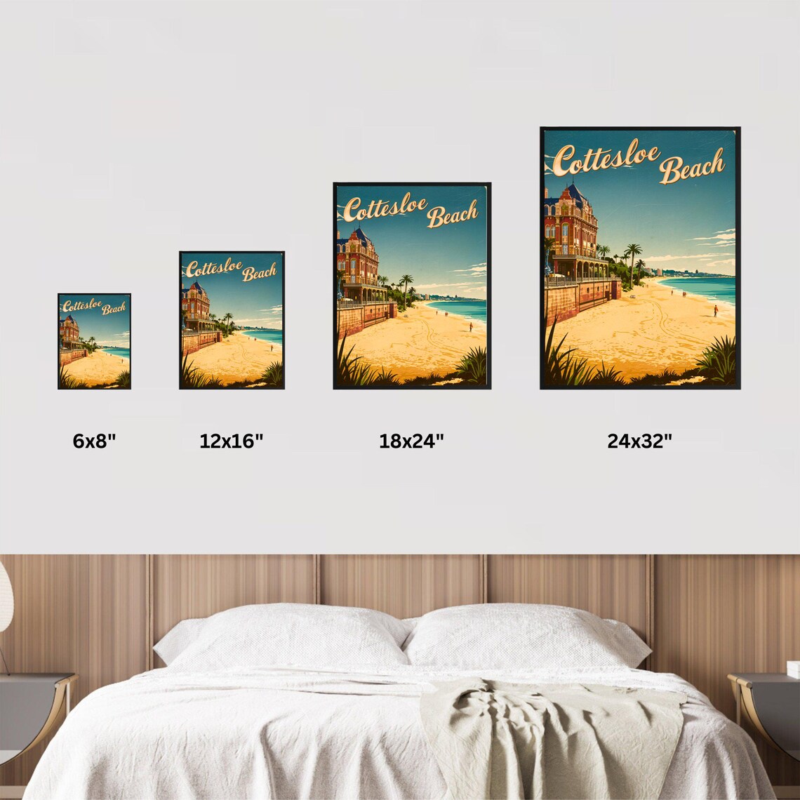 Cottesloe Beach Grand Hotel Sandy Shore Palms Vintage Travel Poster - Image 2