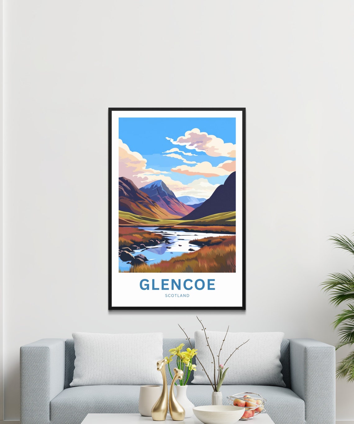 Glencoe Scotland Autumn River Through Mountain Valley Poster - Image 2