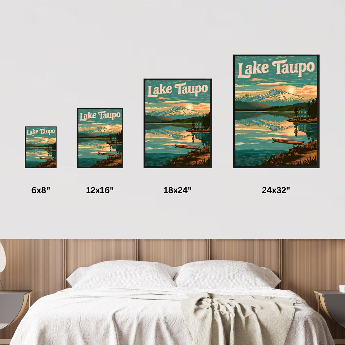 Lake Taupo Vintage Travel Poster, New Zealand Travel Poster - Image 3