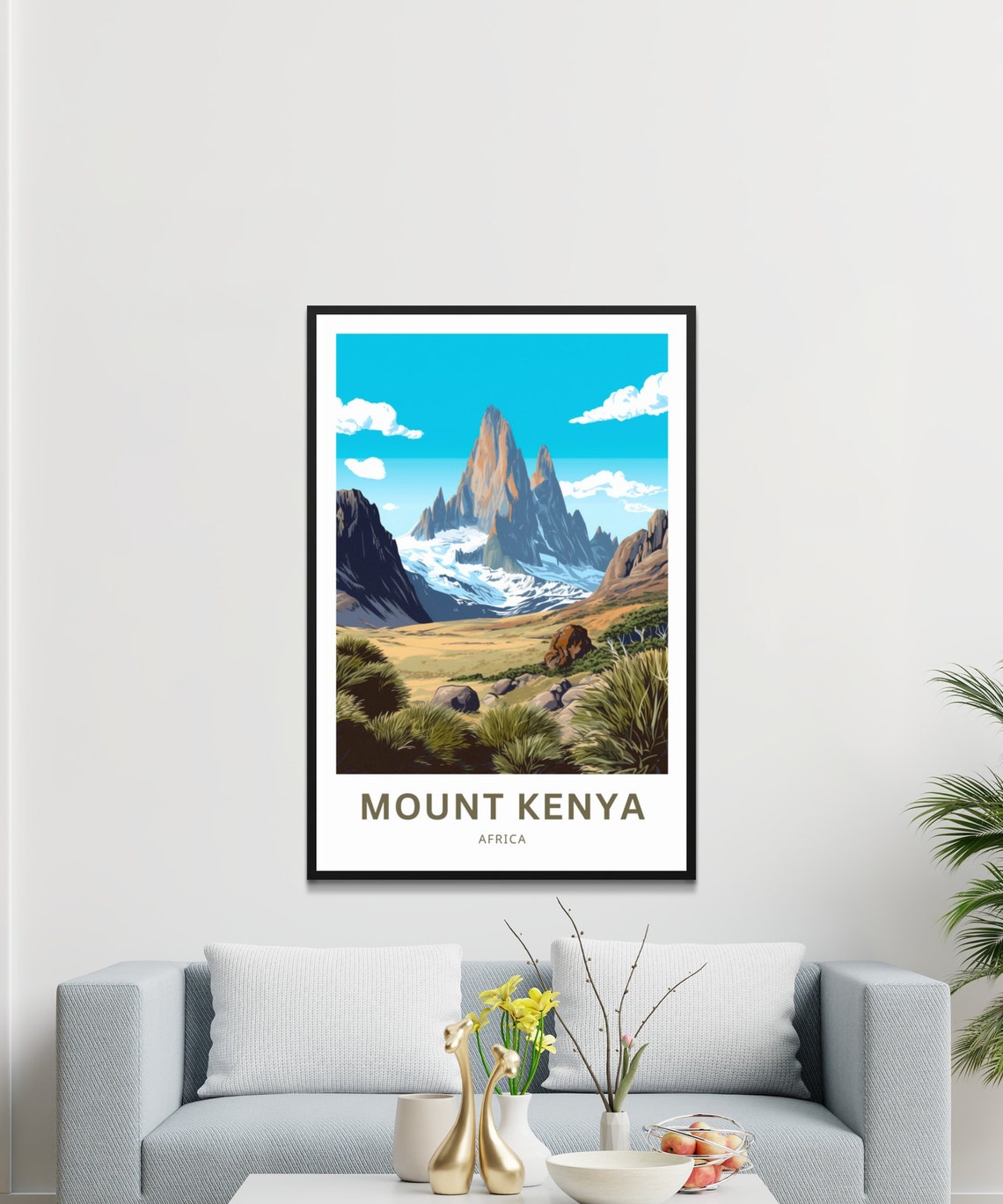 Mount Kenya Africa Snowy Peaks Alpine Grassland Travel Poster - Image 3