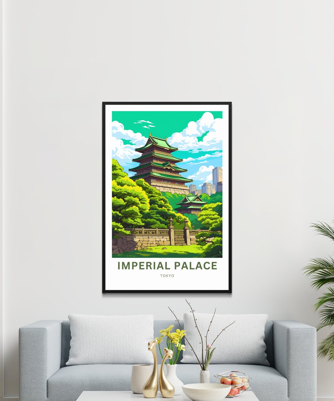 Personalized Imperial Palace Tokyo Japan Pagoda Style Travel Poster - Image 3