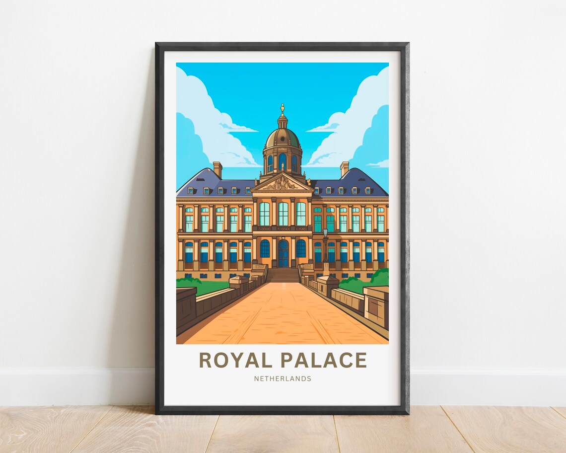 Royal Palace Netherlands Domed Landmark Facade Travel Poster